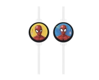 Medallion paper drinking straws Spiderman, 4 pcs						 EOL
