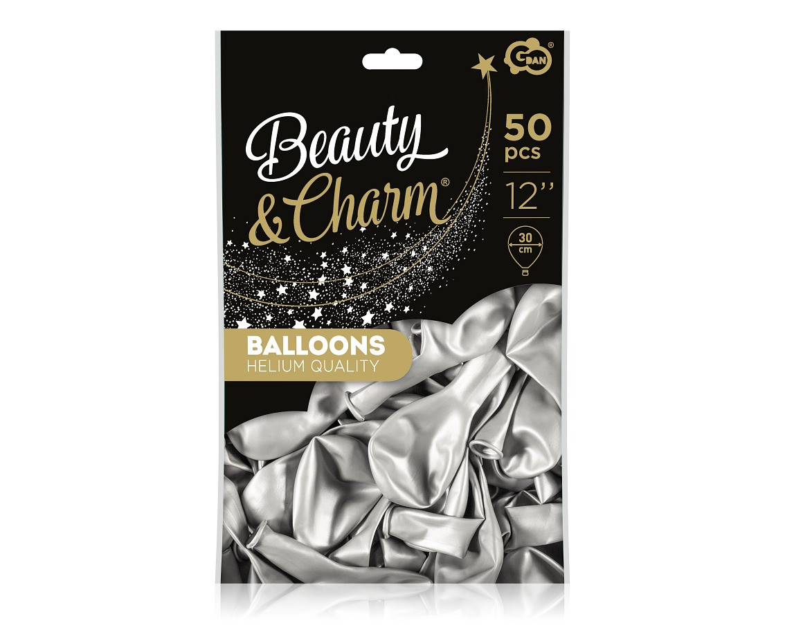 Balloons B&C 12", metallic silver, 50pcs