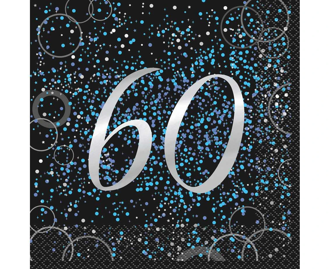 Paper napkins Glitz 60, 33x33 cm, blue, 16 pcs