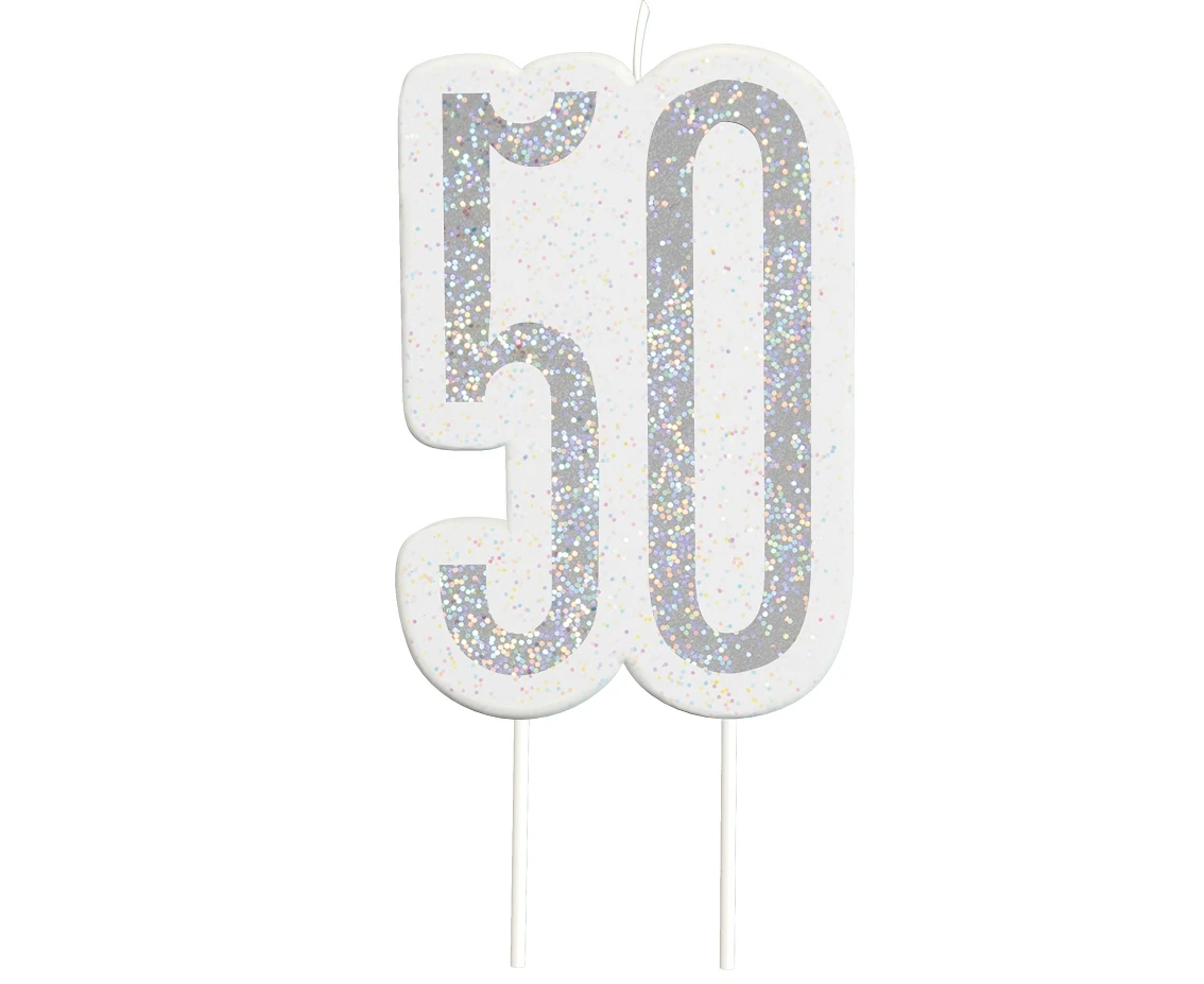 Pick candle Glitz 50, silver