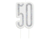 Pick candle Glitz 50, silver