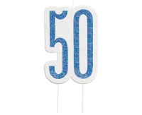 Pick candle Glitz 50, blue