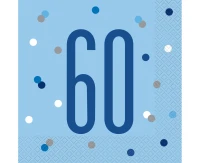 Paper napkins Glitz 60, 33x33 cm, blue, 16 pcs