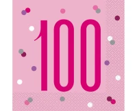 Paper napkins Glitz 100, 33x33 cm, pink, 16 pcs