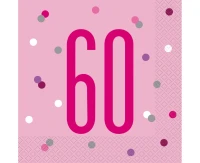 Paper napkins Glitz 60, 33x33 cm, pink, 16 pcs