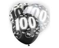 Balloon UQ 12" Glitz with overprint 100, black mix, 6 pcs