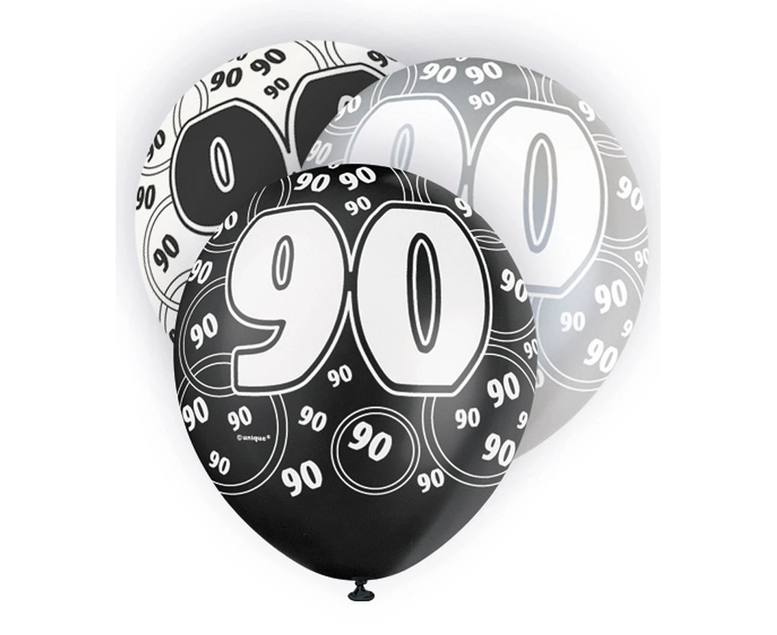 Balloon UQ 12" Glitz with overprint 90, black mix, 6 pcs