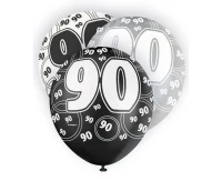 Balloon UQ 12" Glitz with overprint 90, black mix, 6 pcs