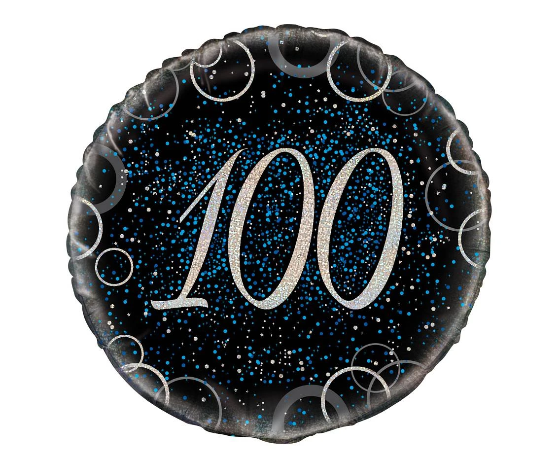 Foil balloon UQ 18" Prism with overprint 100, blue