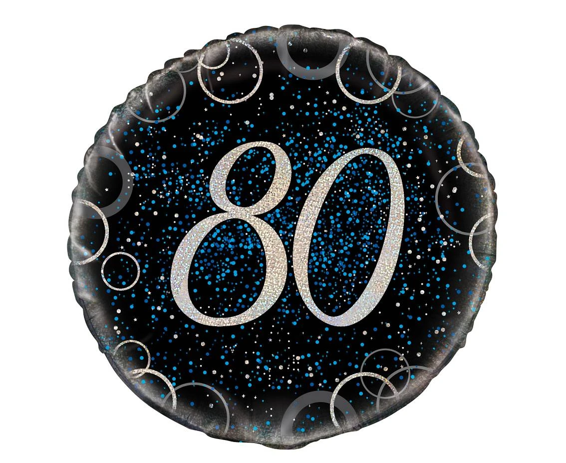 Foil balloon UQ 18" Prism with overpirnt 80, blue