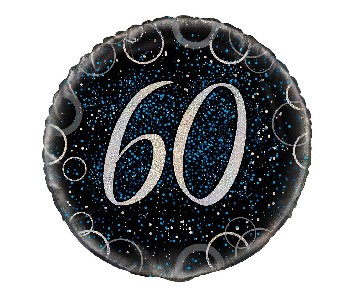 Foil balloon UQ 18" Prism with overprint 60, blue