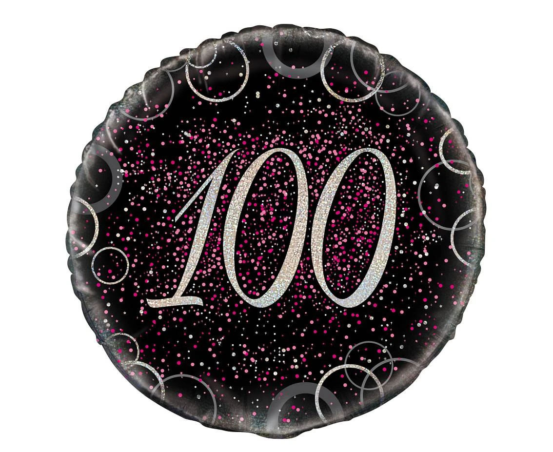 Foil balloon UQ 18" Prism with overprint 100, pink