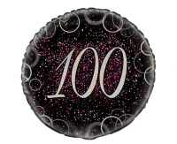 Foil balloon UQ 18" Prism with overprint 100, pink