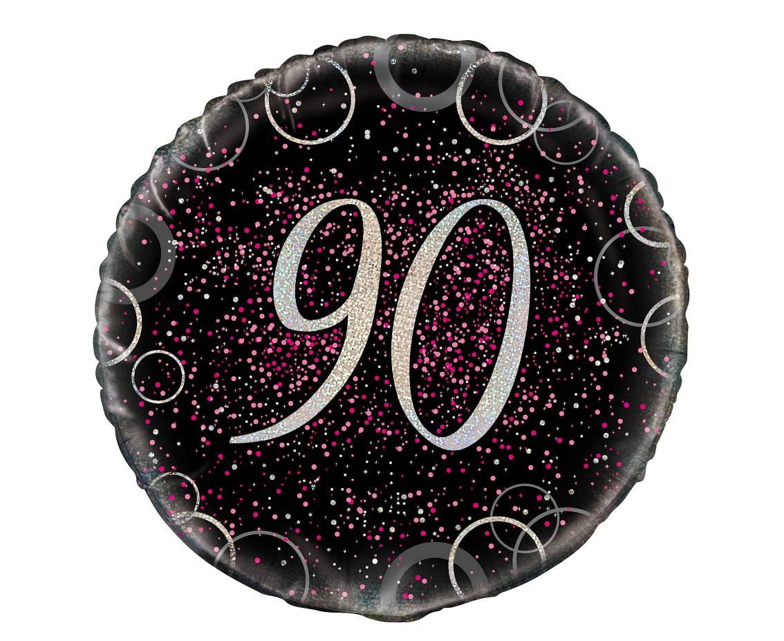 Foil balloon UQ 18" Prism with overprint 90, pink