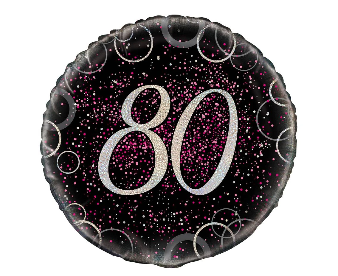 Foil balloon UQ 18" Prism with overprint 80, pink