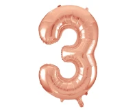 Foil balloon UQ 34" Number 3, rose gold