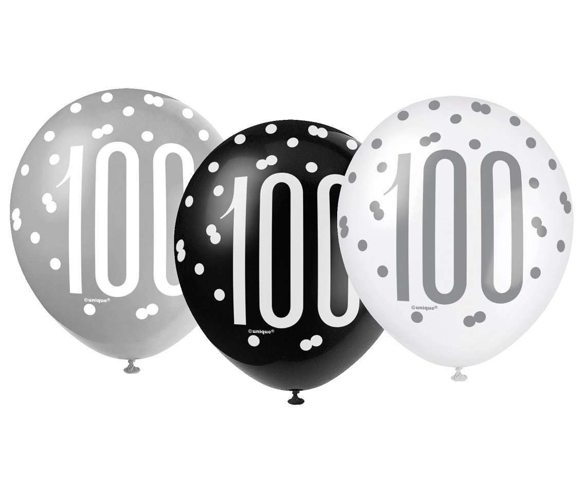 Balloon UQ 12" Glitz, dots with overprint 100, mix of colours, 6 pcs
