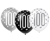 Balloon UQ 12" Glitz, dots with overprint 100, mix of colours, 6 pcs