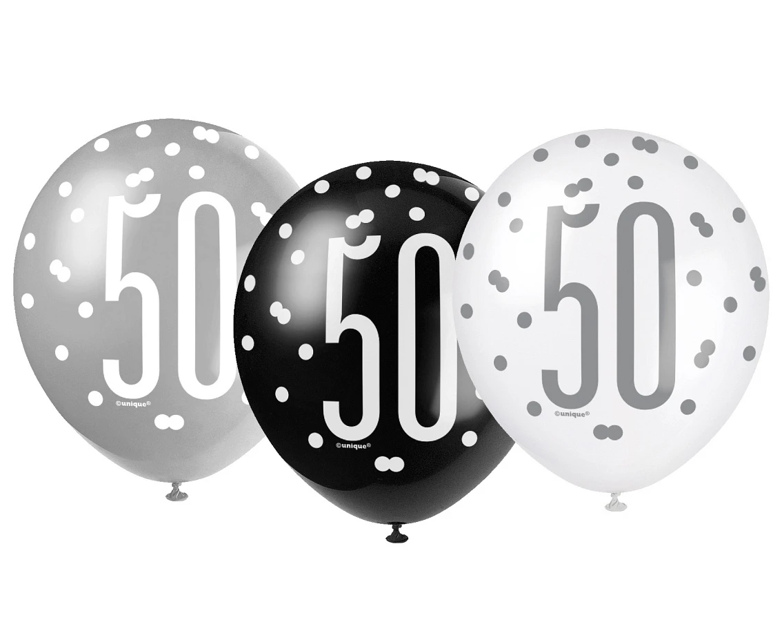 Balloon UQ 12" Glitz, dots with overprint 50, mix of colors, 6 pcs