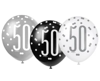 Balloon UQ 12" Glitz, dots with overprint 50, mix of colors, 6 pcs