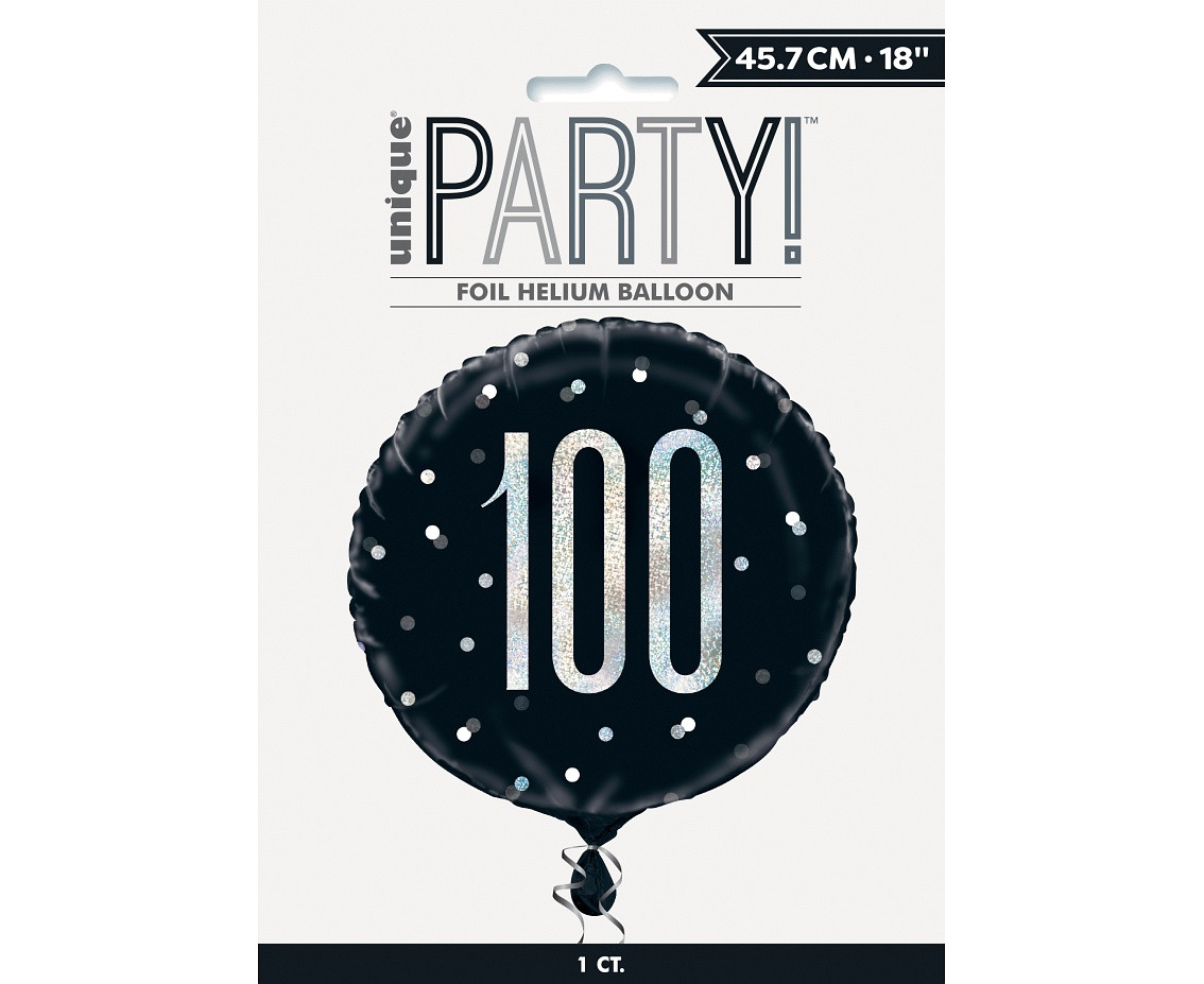 Foil balloon UQ 18" Glitz, dots with overprint 100, black