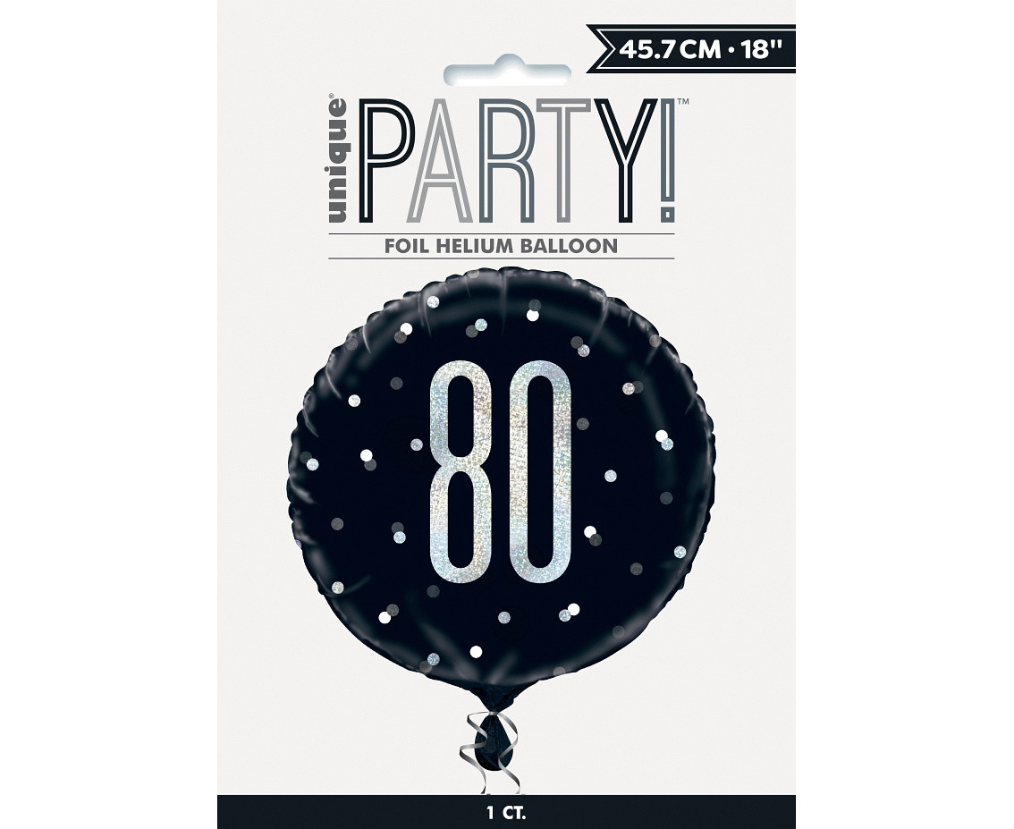 Foil balloon UQ 18" Glitz, dots with overprint 80, black
