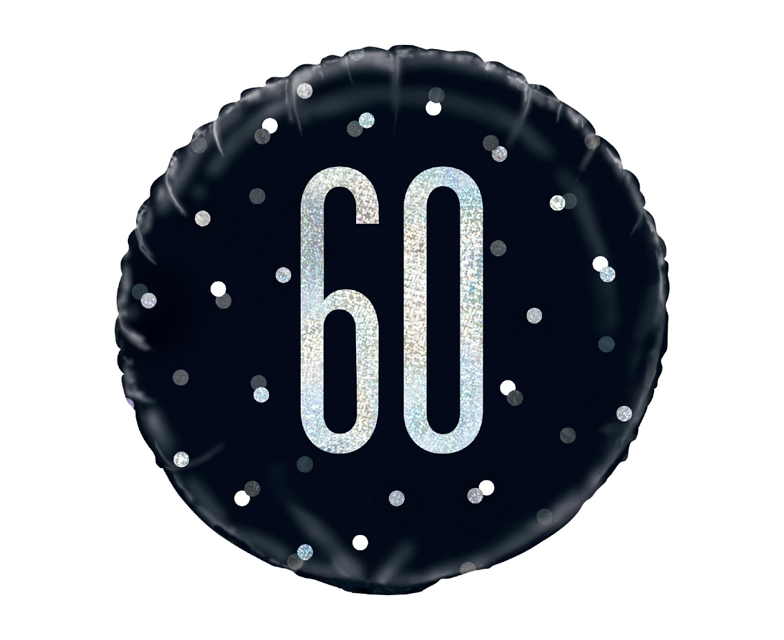 Foil balloon UQ 18" Glitz, dots with overprint 60, black