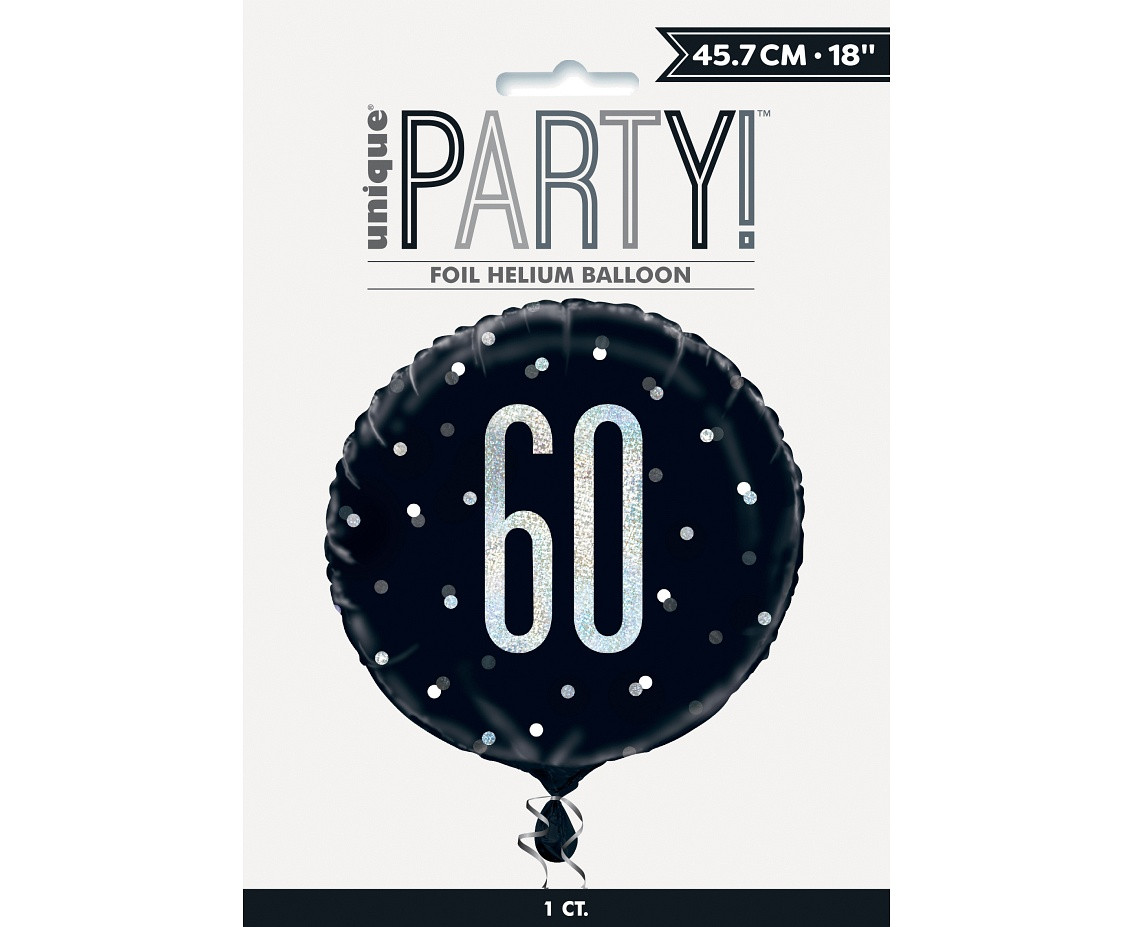 Foil balloon UQ 18" Glitz, dots with overprint 60, black