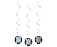 Hanging swirls Glitz 100, dots, 81 cm, black, 6 pcs
