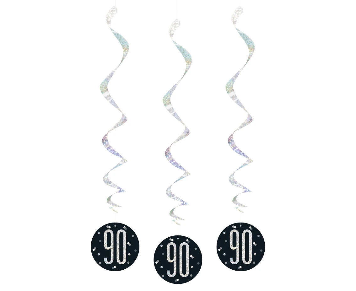 Hanging swirls Glitz 90, 81cm, black, 6 pcs