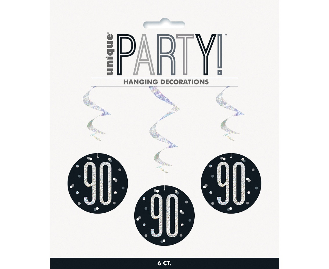 Hanging swirls Glitz 90, 81cm, black, 6 pcs