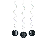 Hanging swirls Glitz 90, 81cm, black, 6 pcs