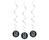Hanging swirls Glitz 60, 81 cm, black, 6 pcs