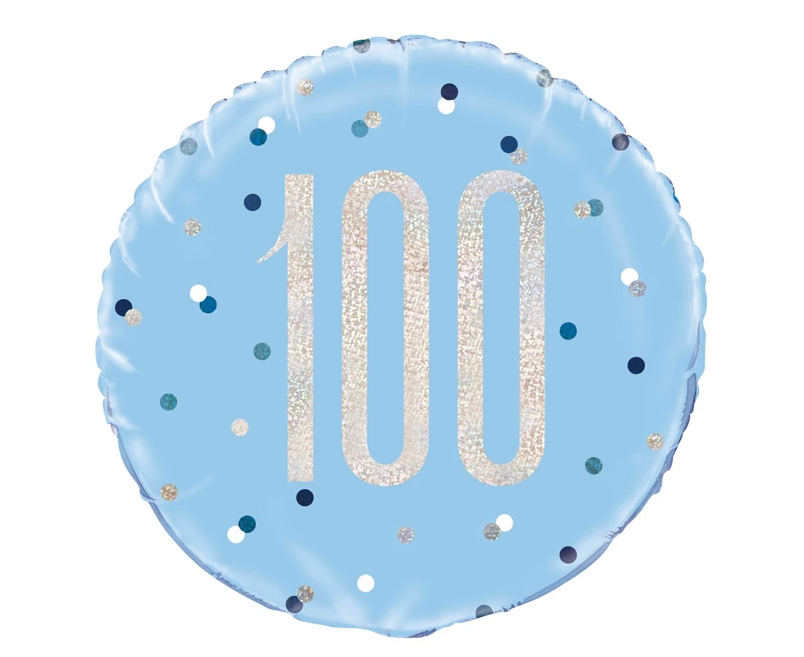 Foil balloon UQ 18" Glitz, dots with overprint 100, blue