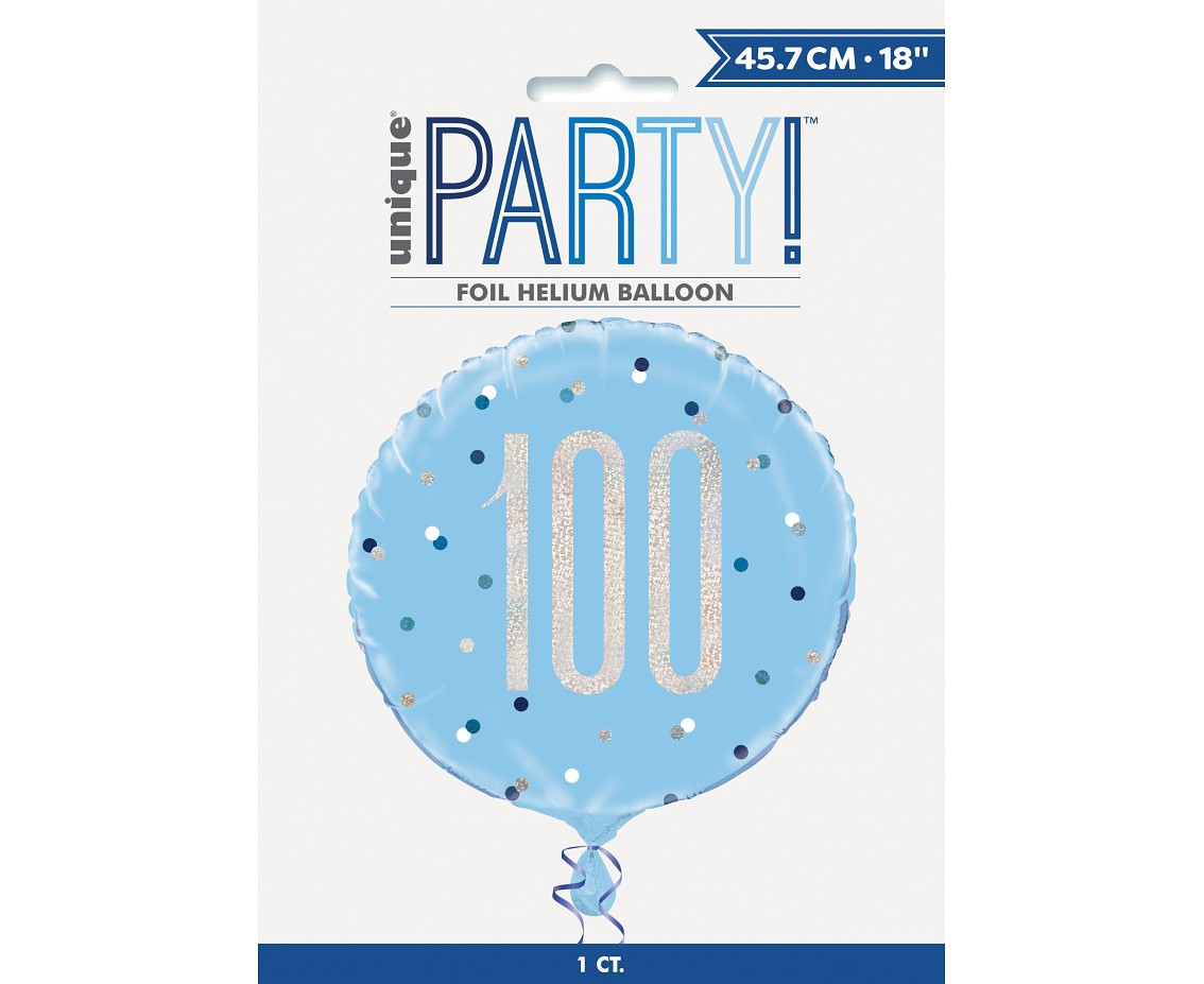 Foil balloon UQ 18" Glitz, dots with overprint 100, blue