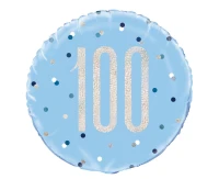 Foil balloon UQ 18" Glitz, dots with overprint 100, blue