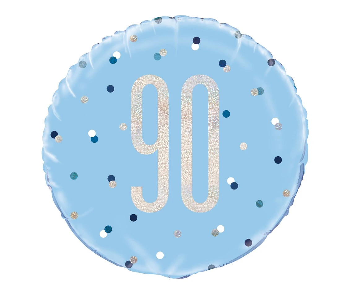 Foil balloon UQ 18" Glitz, dots with overprint 90, blue