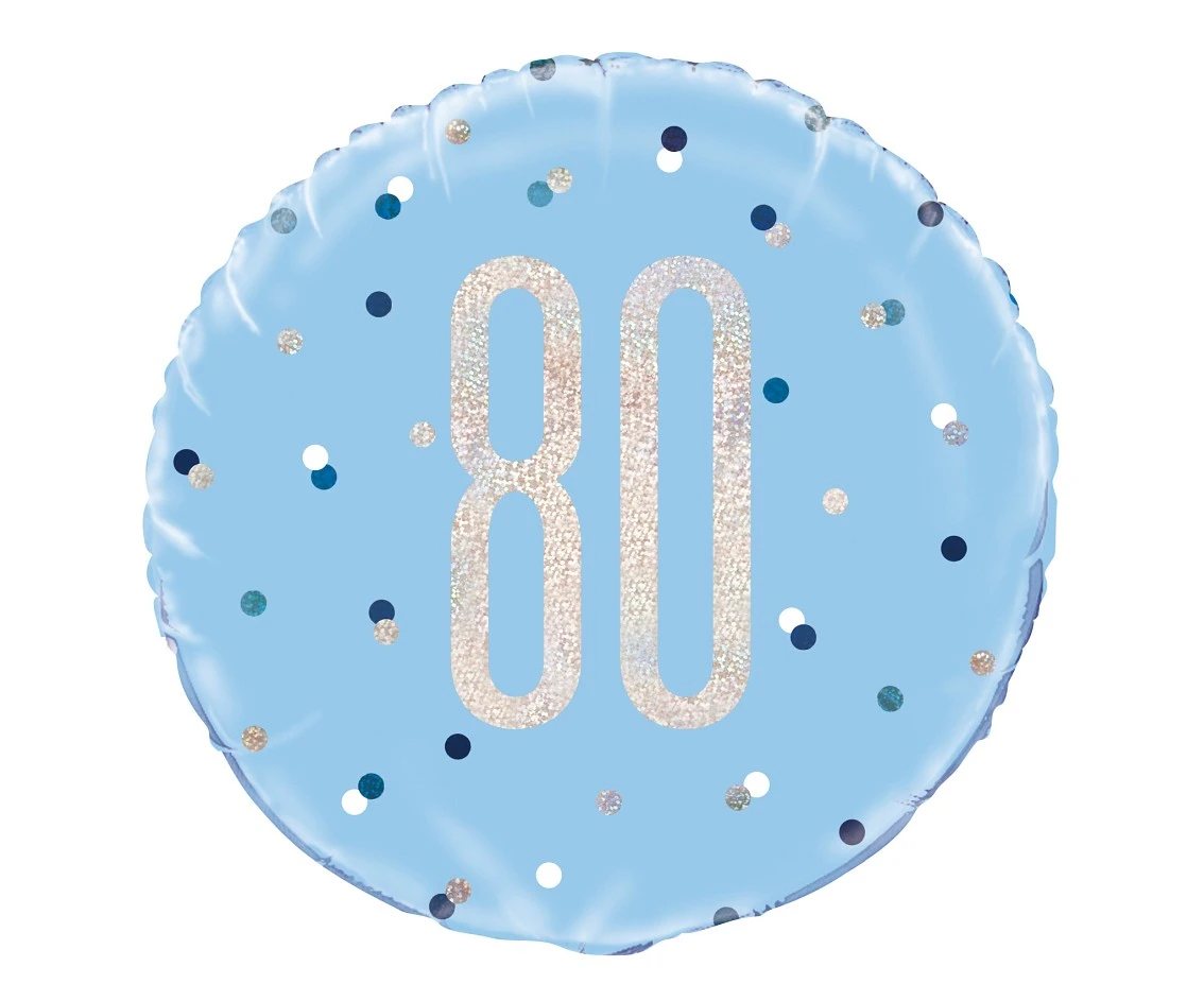 Foil balloon UQ 18" Glitz, dots with overprint 80, blue
