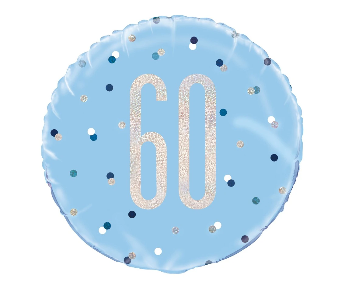 Foil balloon UQ 18" Glitz, dots with overprint 60, blue