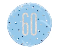 Foil balloon UQ 18" Glitz, dots with overprint 60, blue