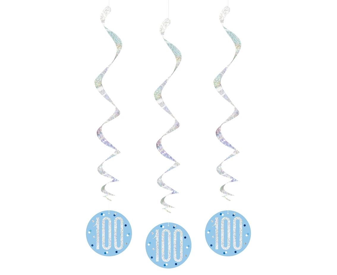 Hanging decoration Glitz 100, dots, 81 cm, blue, 6 pcs