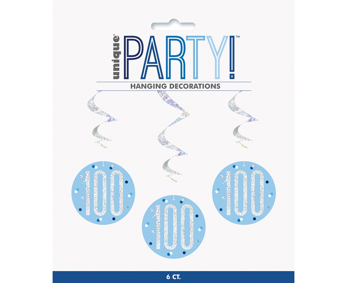 Hanging decoration Glitz 100, dots, 81 cm, blue, 6 pcs