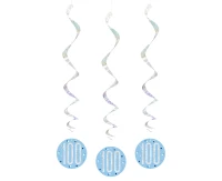 Hanging decoration Glitz 100, dots, 81 cm, blue, 6 pcs
