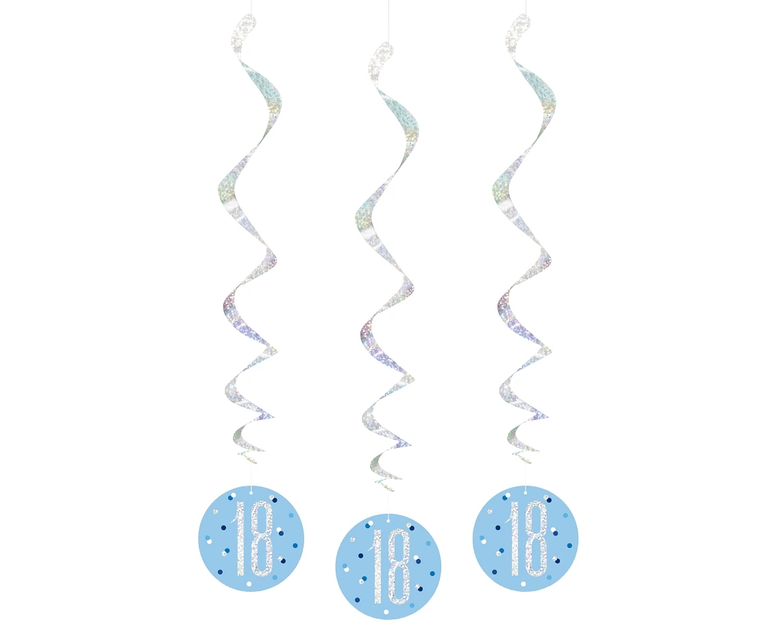 Hanging decoration Glitz 18, dots, 81 cm, blue, 6 pcs EOL