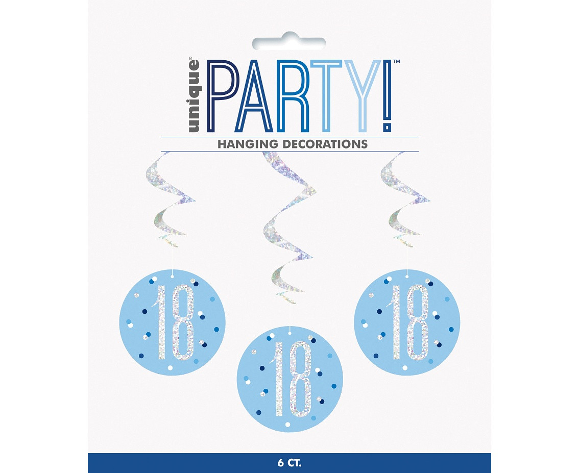 Hanging decoration Glitz 18, dots, 81 cm, blue, 6 pcs EOL