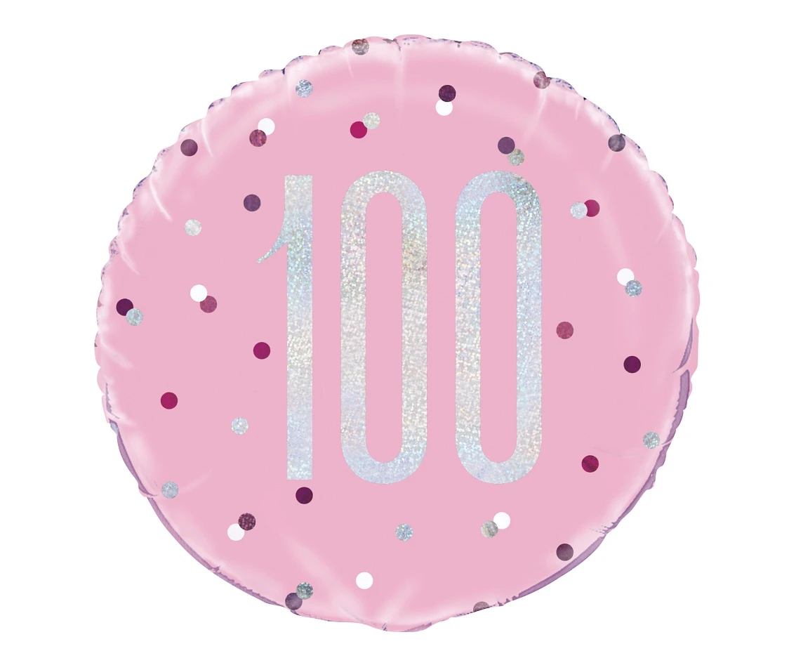 Foil balloon UQ 18" Glitz, dots with overprint 100, pink