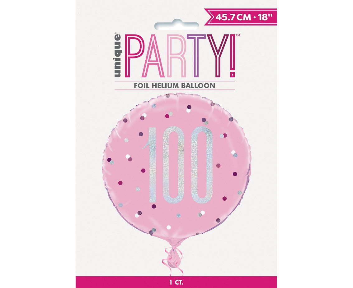 Foil balloon UQ 18" Glitz, dots with overprint 100, pink