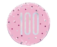 Foil balloon UQ 18" Glitz, dots with overprint 100, pink