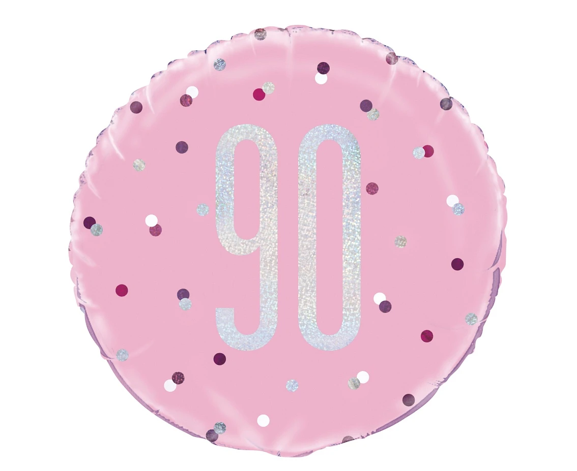Foil balloon UQ 18" Glitz, dots with overprint 90, pink