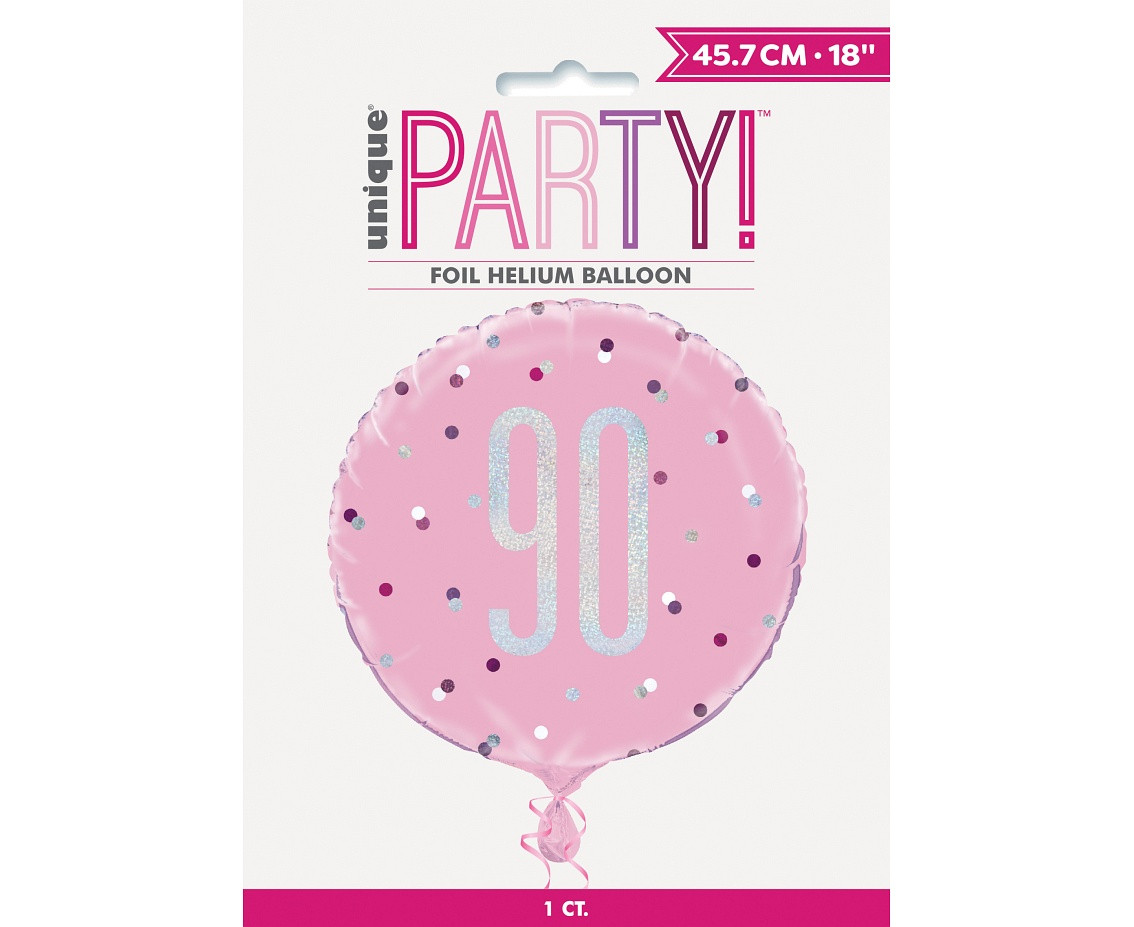 Foil balloon UQ 18" Glitz, dots with overprint 90, pink